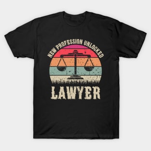 Vintage New Profession Unlocked Lawyer Funny Law School Gift T-Shirt